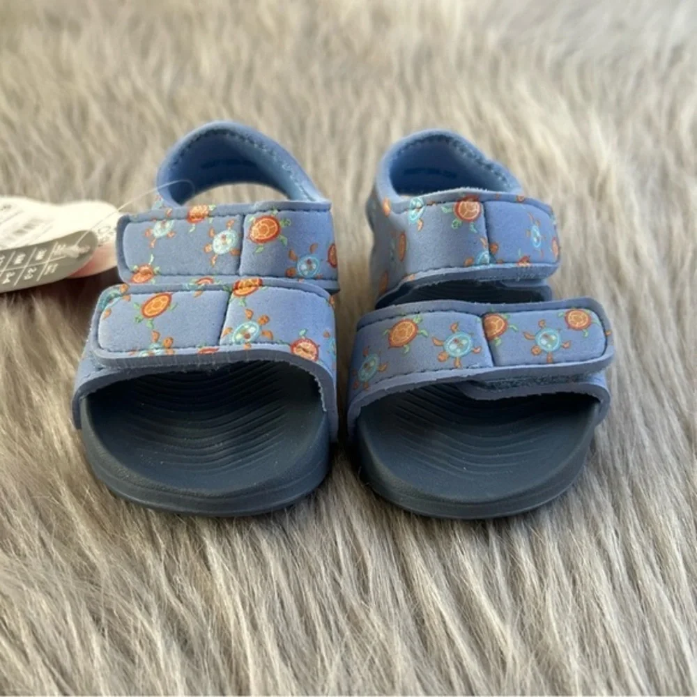 Wonder Nation Blue Turtle Sandals Baby Boys Size 3 Adjustable Straps Shoes‎